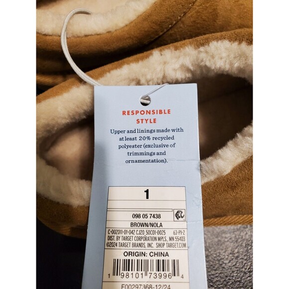 Cat & Jack Kid's Nola Faux Suede Clog Slippers Size 1 - NEW W/TAGS - Picture 7 of 7